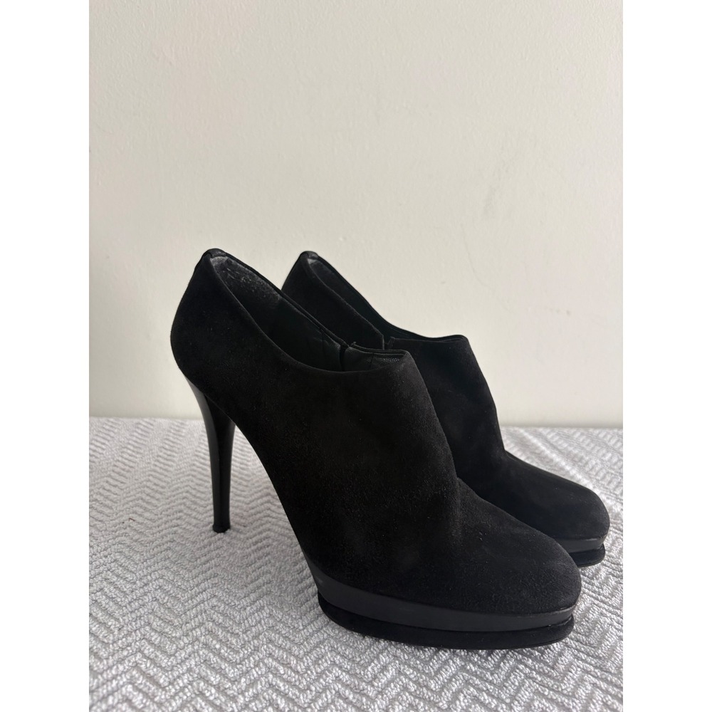 Stuart Weitzman Black Suede Platform Stiletto Ankle Booties Boots Womens Size 7